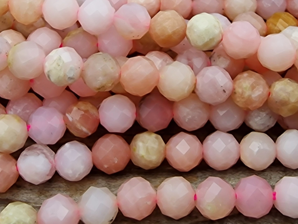 pink opal necklace faceted 4mm