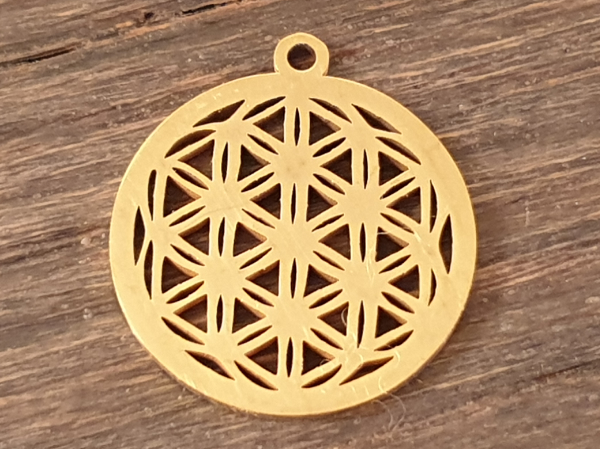 flower of life 20mm, stainless steel gold