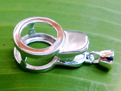 clasp 12.3x25mm silver rhodium plated