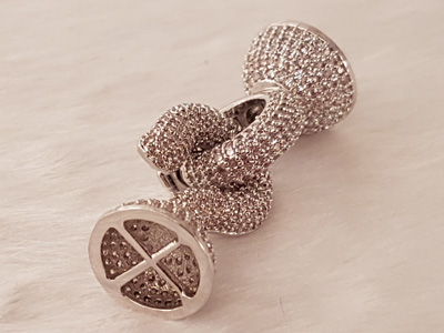clasp 40mm with rhinestone, metal-silvercolor