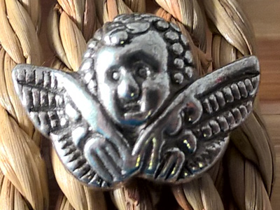 finding, angel 19mm, metal silver color