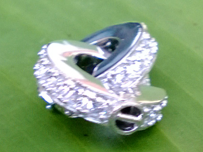 clasp 14mm silver rhodium plated, rhinestone