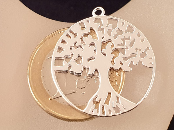 tree of life 25mm, silver rhodium plated