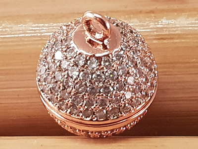magnetic clasp 14mm rosegold, rhinestone, glued