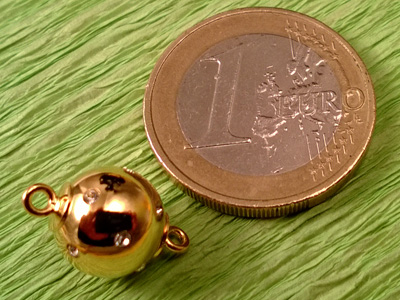 Magnetschliesse 10mm vergoldet, Strass