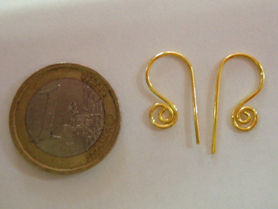 2 pcs earhook 17x12mm, silver gold plated