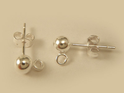 2 pcs earring 5mm, silver