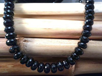 onyx necklace faceted 10x6mm