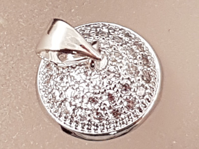 Perlenkappe 12mm, Messing silberfarben, Strass