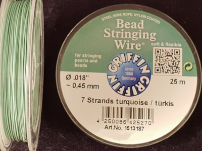 bead stringing wire 0.45mm/25m/7str turquoise