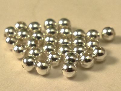 finding, bead 2.5mm (30 pcs), silver