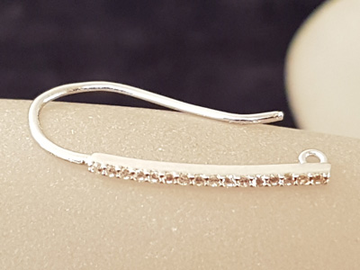2 Stk. Ohrhaken 23mm, Silber rhodiniert, Strass 2 Stk. Ohrhaken 23mm, Silber rhodiniert, Strass