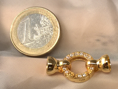 clasp 14x28mm silver gold plated, rhinestone