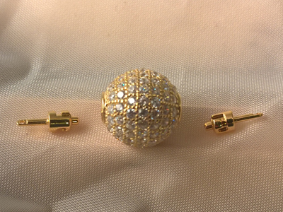 clasp 12mm silver gold plated, rhinestone