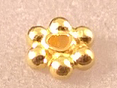 finding, flower 3.5x1.3mm, silver gold plated