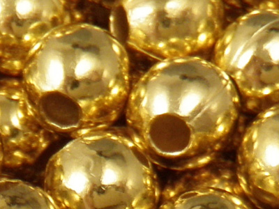 finding, beads 6mm (50 pcs), brass gold plated