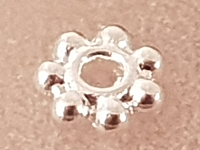 finding, flower 4.5x1.5mm, metal silver plated