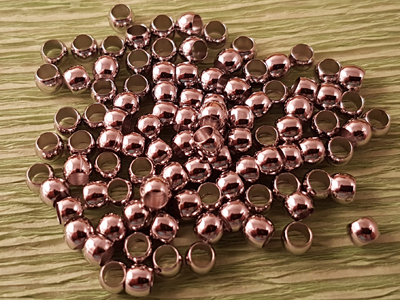 finding, beads 4x3mm (100 pcs), brass rhodium color