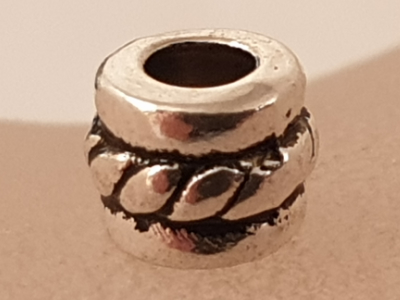 finding, bead 5x4mm, metal silver color