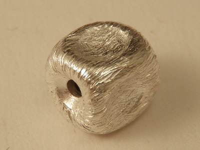 finding, cube 6.5mm, silver