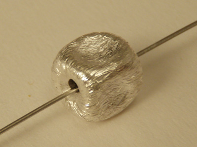 finding, cube 6.5mm, silver