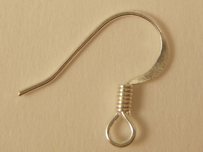 earhook 15mm (10 pcs), brass silver plated