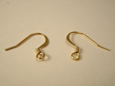 earhook 15mm (10 pcs), brass gold plated