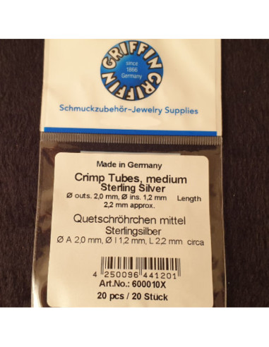Quetschröhrchen medium 1.2mm, Silber, 20 Stk