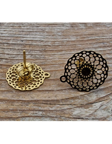 Ohrstecker 14mm (2 Stk), Edelstahl gold