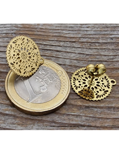 Ohrstecker 14mm (2 Stk), Edelstahl gold