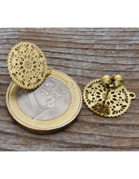 Ohrstecker 14mm (2 Stk), Edelstahl gold