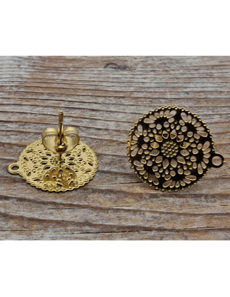 Ohrstecker 14mm (2 Stk), Edelstahl gold