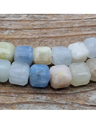 Beryllkette (Aquamarin-Morganit) facettiert 4x4mm