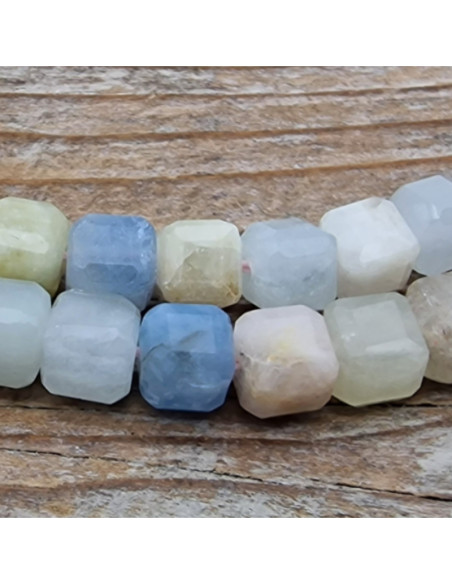 Beryllkette (Aquamarin-Morganit) facettiert 4x4mm
