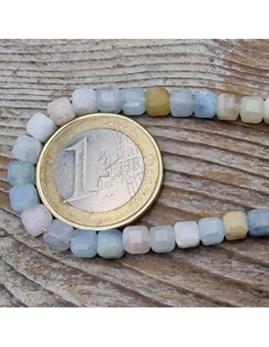 Beryllkette (Aquamarin-Morganit) facettiert 4x4mm