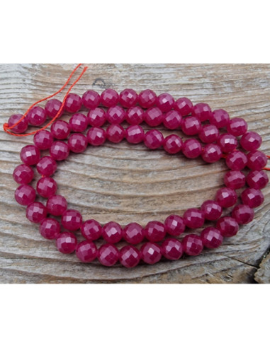 Rubin Kette facettiert 6mm farbbehandelt