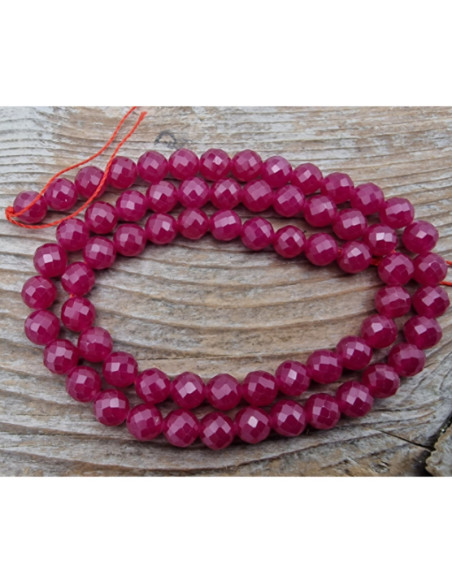 Rubin Kette facettiert 6mm farbbehandelt