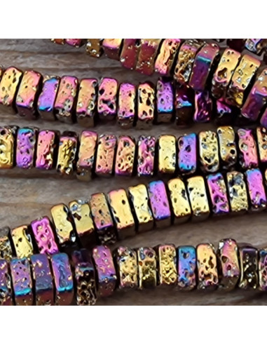 Blutsteinkette Multicolor (Hämatit) Lavalook 4x4x2mm