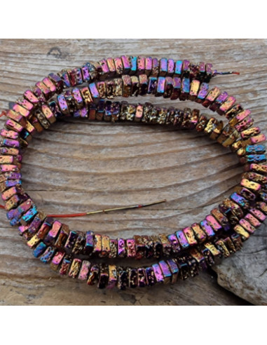 Blutsteinkette Multicolor (Hämatit) Lavalook 4x4x2mm