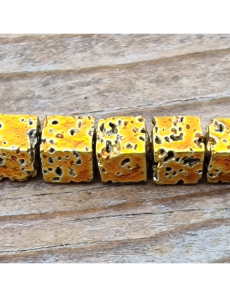 Blutsteinkette Gold (Hämatit) Lavalook 3x3mm