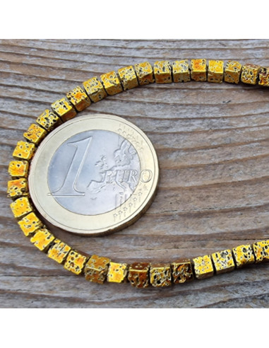 Blutsteinkette Gold (Hämatit) Lavalook 3x3mm