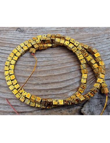 Blutsteinkette Gold (Hämatit) Lavalook 3x3mm