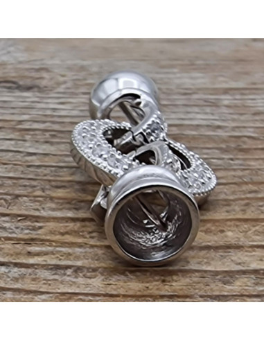 Schliesse 14x30mm 925 Silber rhodiniert, Strass