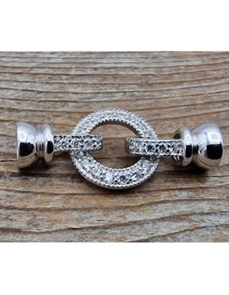 Schliesse 14x30mm 925 Silber rhodiniert, Strass