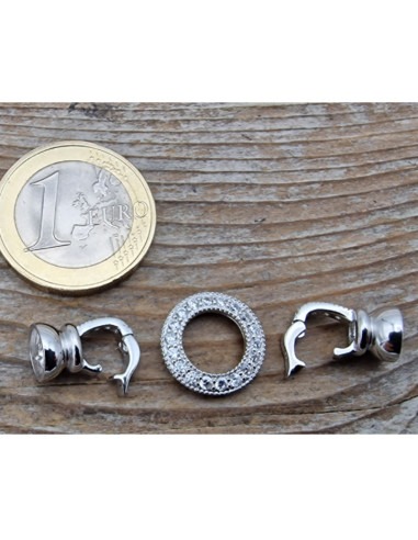 Schliesse 14x30mm 925 Silber rhodiniert, Strass