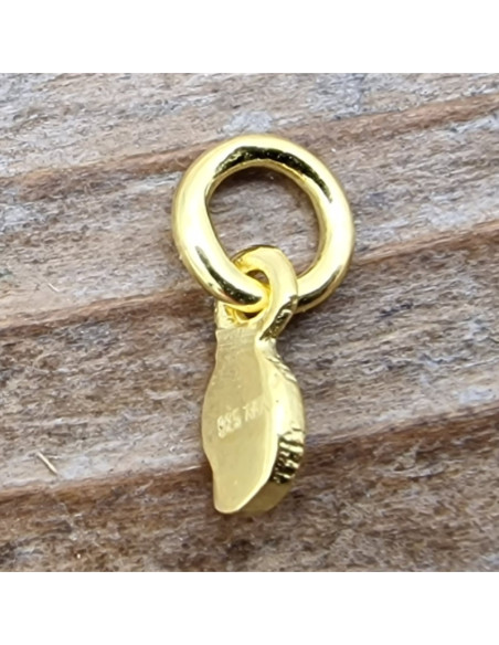 Charm Feder 10mm, 925 Silber vergoldet