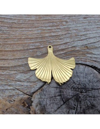 Charm Ginko 22x24mm, Edelstahl gold