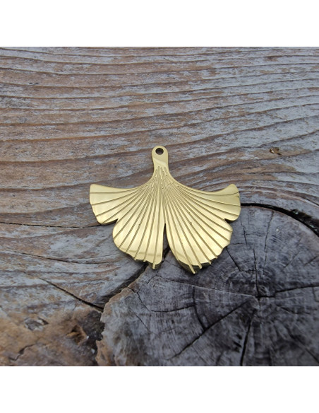 Charm Ginko 22x24mm, Edelstahl gold
