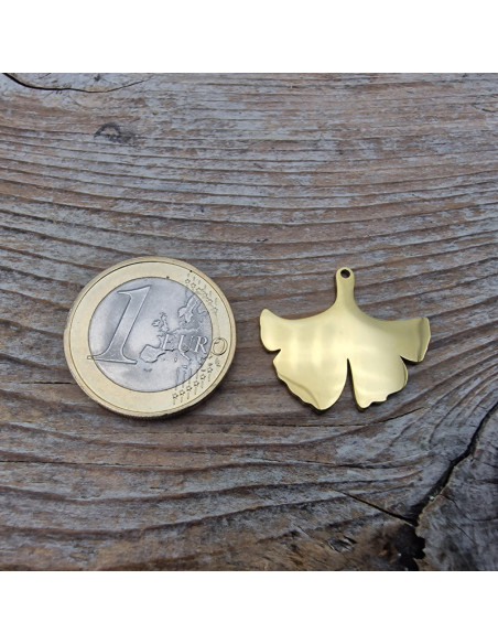 Charm Ginko 22x24mm, Edelstahl gold