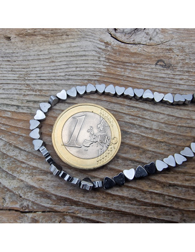 Blutsteinkette (Hämatit) Herz 4x4mm